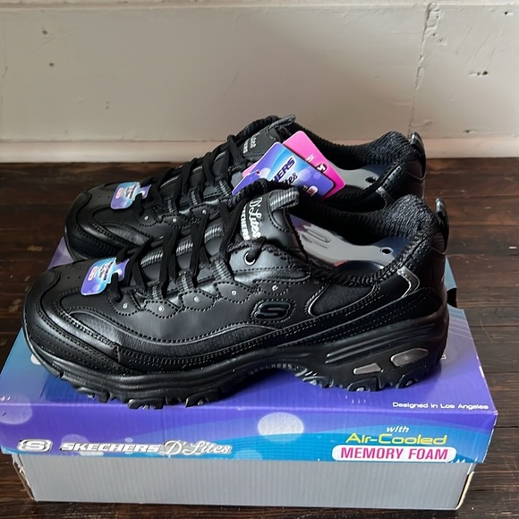 NIB Sketchers D’Lites Leather Memory Foam Sneakers Womens Size 10 - Picture 3 of 6
